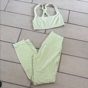 lululemon light green set - sports bra + 25” align leggings
